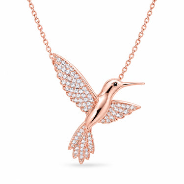 Colibri Pave Hummingbird Pendant Necklace - Rose Gold