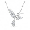 Colibri Pave Hummingbird Pendant Necklace - White Gold
