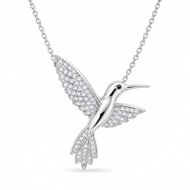 Colibri Pave Hummingbird Pendant Necklace - White Gold