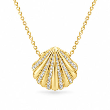 Coralie Pave Scallop Shell Pendant Necklace