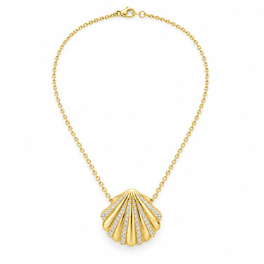 Coralie Pave Scallop Shell Pendant Necklace