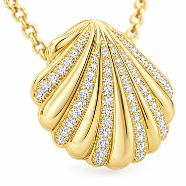 Coralie Pave Scallop Shell Pendant Necklace