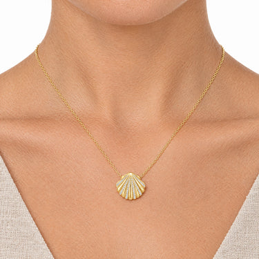 Coralie Pave Scallop Shell Pendant Necklace