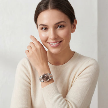 Datejust Roman Diamond Dial Automatic Ladies Steel and 18kt Everose Gold Jubilee Watch