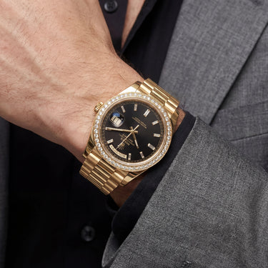 Day-Date Automatic Watch With Baguette Diamond Markers