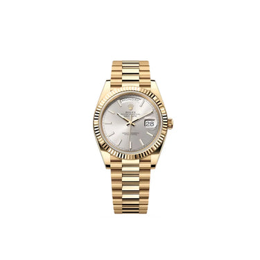 Day-Date Automatic Watch With Fluted Bezel And Stick Markers