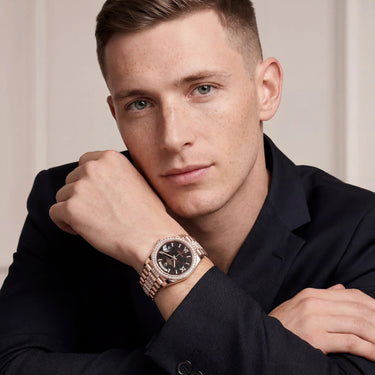 Day-Date Automatic Watch With Stone Dial And Diamond Numerals