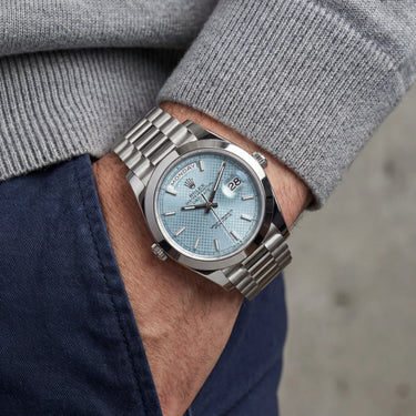 Day-Date Automatic Watch With Textured Motif Dial