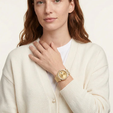 Day-Date Champagne Dial Bezel Women's Watch