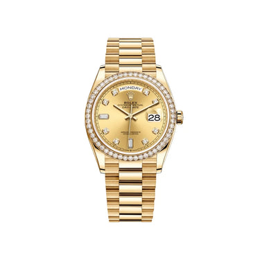 Day-Date Champagne Dial Bezel Women's Watch