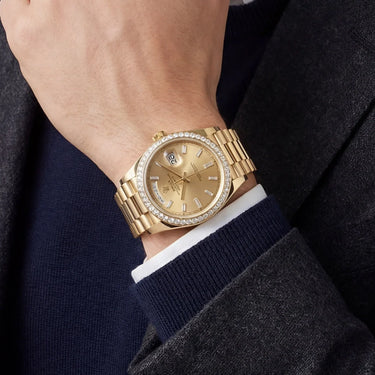 Day-date Champagne Dial Diamond Bezel Men's Watch