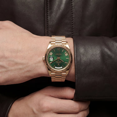 Day-date Classic Automatic Men’s Watch With Roman Numeral Dial And Fluted Bezel