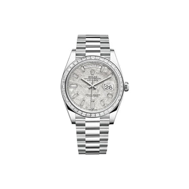 Day-date Platinum Meteorite Diamond Dial Diamond Bezel Men's Watch