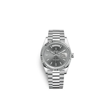 Day-Date Platinum Watch Slate Dial Fluted Bezel