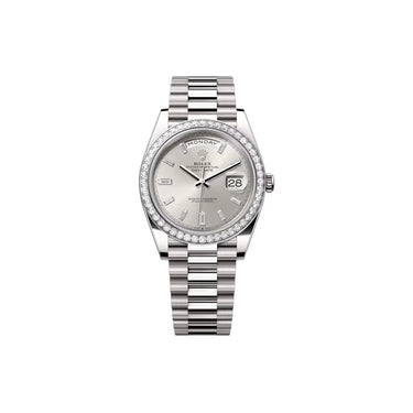 Day-Date Silver Dial Men's Watch