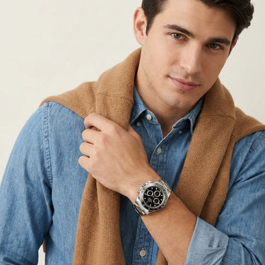 Daytona Black Dial Stainless Mens Watch