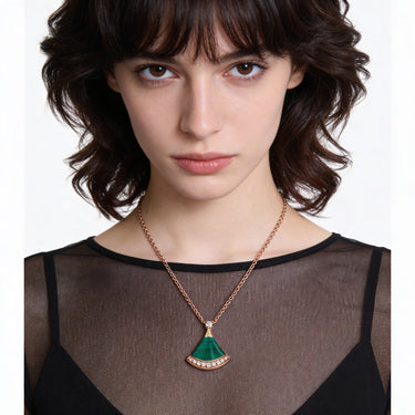 Divas' Dream Green Arc Pendant Necklace