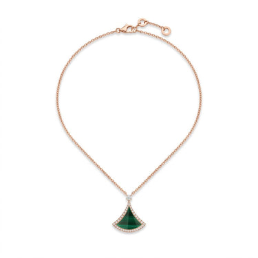 Divas' Dream Green Framed Fan Necklace