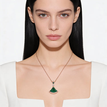 Divas' Dream Green Tiered Fan Necklace