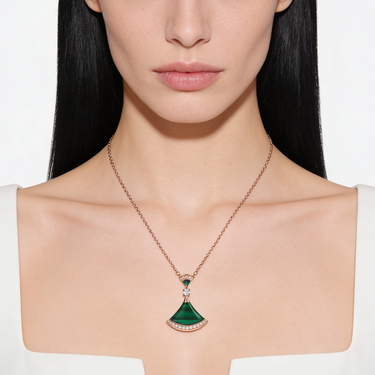 Divas' Dream Green Tiered Fan Necklace