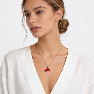 Divas' Dream Red Arc Pendant Necklace