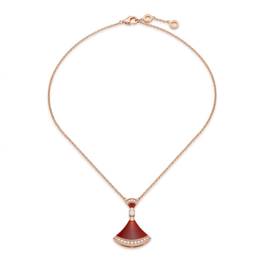 Divas' Dream Red Double Fan Pendant Necklace