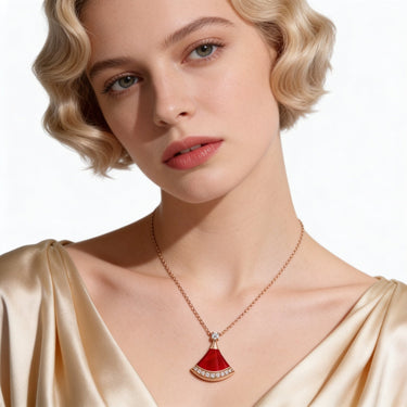Divas' Dream Red Fan Drop Necklace