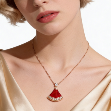 Divas' Dream Red Fan Drop Necklace