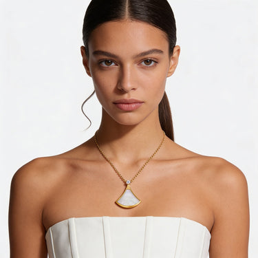Divas' Dream White Arc Pendant Necklace