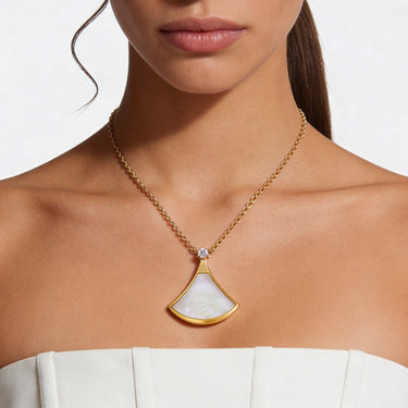 Divas' Dream White Arc Pendant Necklace