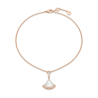 Divas' Dream White Double Fan Pendant Necklace
