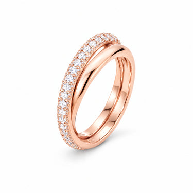 Duet Interlocking Double Band Ring - Rose Gold