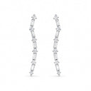 Elara Baguette Ear Climber Earrings - White Gold