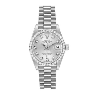 Elegant Automatic Ladies Watch With Diamond Bezel And President