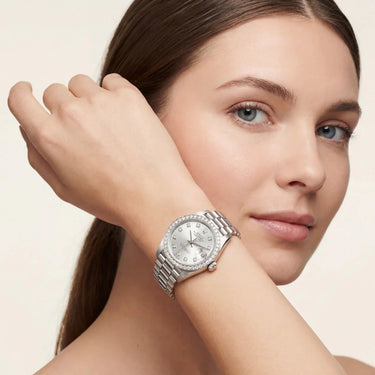 Elegant Automatic Ladies Watch With Diamond Bezel And President