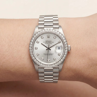 Elegant Automatic Ladies Watch With Diamond Bezel And President