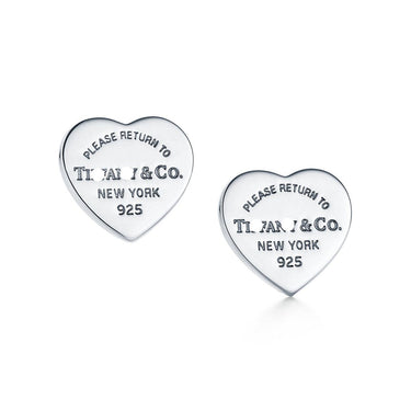 Engraved Heart Tag Stud Earrings