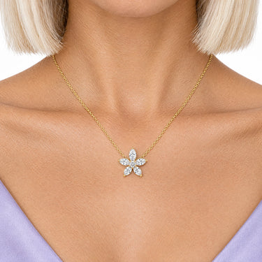 Fiora Marquise Flower Pendant Necklace