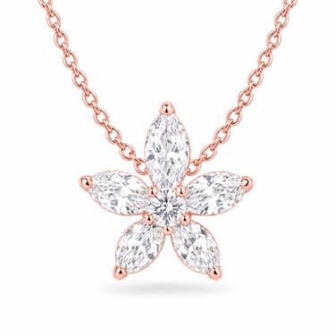 Fiora Marquise Flower Pendant Necklace - Rose Gold