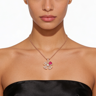 Fiorever Pink Accent Four Petal Necklace
