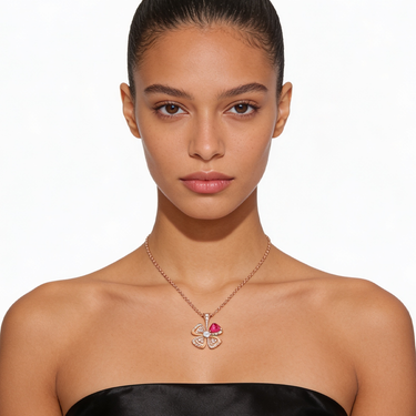 Fiorever Pink Accent Four Petal Necklace
