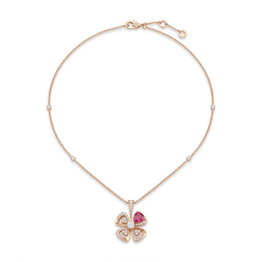 Fiorever Pink Accent Four Petal Necklace