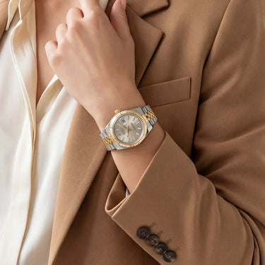 Fluted Bezel Date Two-Tone Jubilee Bracelet Watch