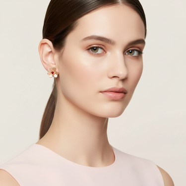 Frivole Mini Red Flower Earrings