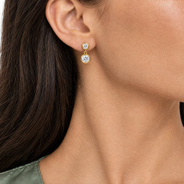 Gemma Double Bezel Drop Earrings
