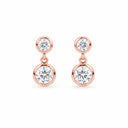 Gemma Double Bezel Drop Earrings - Rose Gold