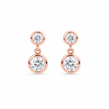 Gemma Double Bezel Drop Earrings - Rose Gold