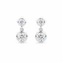 Gemma Double Bezel Drop Earrings - White Gold