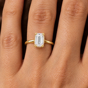Genevieve Emerald Cut Hidden Halo Ring