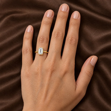 Genevieve Emerald Cut Hidden Halo Ring